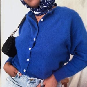 Royal blue fuzzy sweater